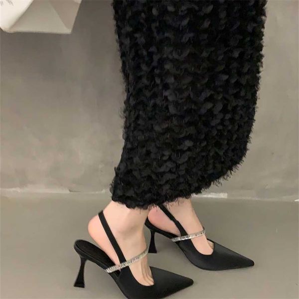 Stilvolle Damen-Stiletto-Sandalen, schwarze Flip-Flops für High Heels, Abend-Damenschuhe, Frühling und Sommer, Mary Jane, einzelne Schuhe 240228