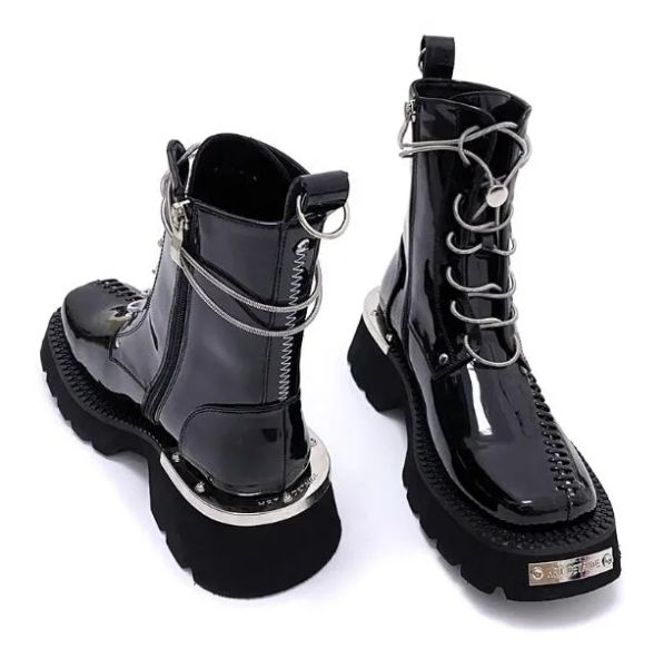 2024 Designer feminino Black Boots quadrado dedo do pé