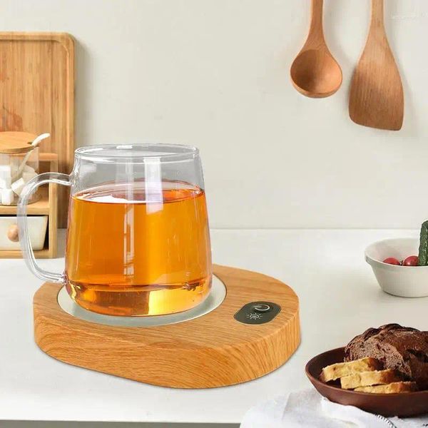 Vassoio per tè tazza da caffè più caldo in legno piatto in legno tazza di elettrodomani decorazione riscaldamento cuscinetti