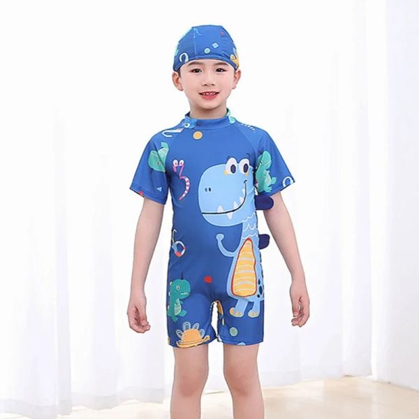 Traje de banho de uma peça para meninos, traje de banho de desenho animado, dinossauro, natação, crianças, meninas, esporte, bebê, criança, roupa de praia, roupas de banho