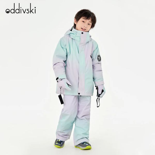 Abiti in abiti da sci per bambini Oddivski per bambini addensato impermeabile per ragazzi e ragazze professionisti da sci.