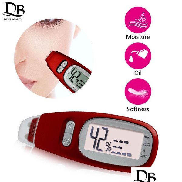 Dispositivi per la cura del viso Rilevatore preciso LCD Digitale Tester di umidità per olio per la pelle Con sensore biotecnologico Lady Beauty Tool Spa Monitor D Dhmo3