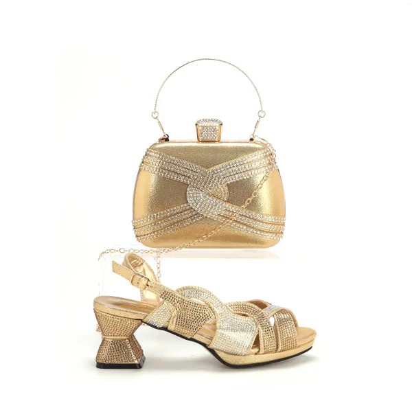 Abendschuhe Doershow Wunderschönes italienisches Schuh- und Taschenset in italienischer Goldfarbe mit passendem HAE1-33