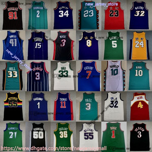 Klassischer Retro-Basketball 34 Hakeem Olajuwon Trikot 1 Tracy 11 Yao McGrady Ming Bryant Steve Francis James Johnson Wilt Chamberlain Jerry West Dennis Rodman Trikots