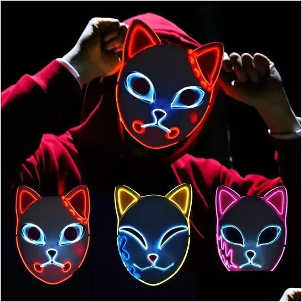 Máscaras de festa Demon Slayer Tanjirou Máscara Sabito Mascarilla Makomo Cosplay Masques Halloween Costume Mascaras Led Ship Drop Delivery Home Otbu3