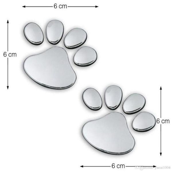 Um par de adesivos de carro com design legal pata 3d animal cão gato urso pegada pegada 3m decalque adesivos de carro prata gold3049678