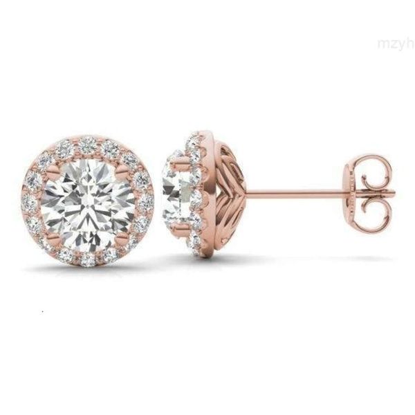 Bellissimi orecchini a fiori 1ct moissanite a cronometro a bordo diamantato sciolto 18k orecchini in oro rosa