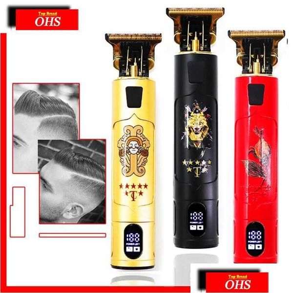 Barbeadores elétricos Professional Hair Clippers Barber Haircut Scpture Cortador Recarregável Navalha Trimmer Ajustável Borda Sem Fio para Homens Dh1Ab