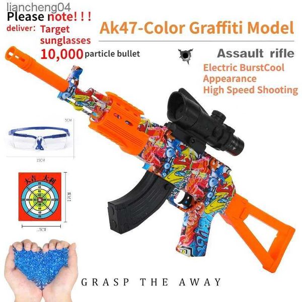 Arma brinquedos armas de brinquedo com faixa de explosão elétrica para meninos tiro de precisão gel cheiro de água ao ar livre ak47 6-12 anos 14 + y presente