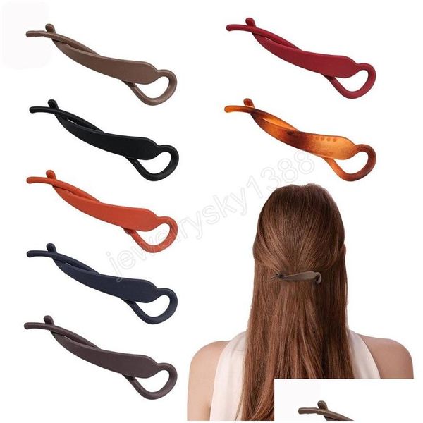 Fermagli per capelli Mollette Fermagli per capelli Tinta unita Clip a banana Accessori da donna Moda Mollette per coda di cavallo Artigli Copricapo Consegna a goccia Dhmgh