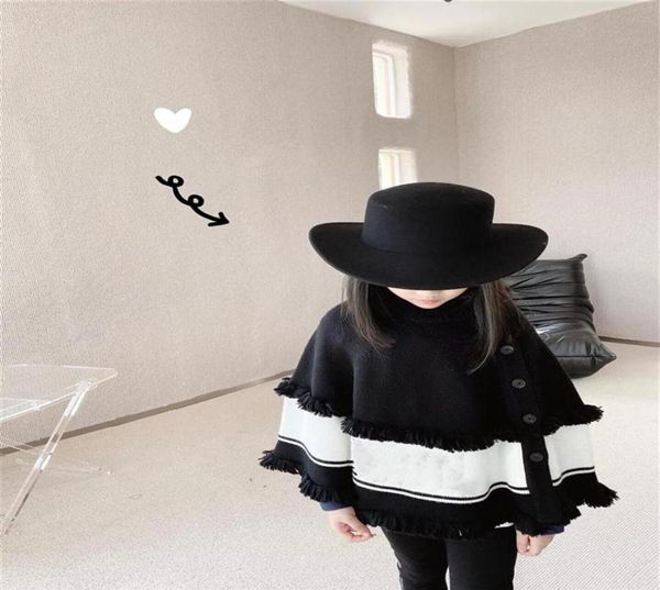 Hohe Qualität Herbst Winter Süße Kinder Mädchen Strickpullover Capes Poncho Häkeln Fledermausärmel grau schwarz Farbe Kleinkind Baby Jack5543133