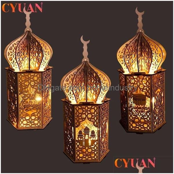 Другие товары для вечеринок Светодиодные лампы Рамадана Ид Мубарак Украшение для дома Карим Подвесной фонарь Ислам Мусульманская вечеринка Su Dhwp4