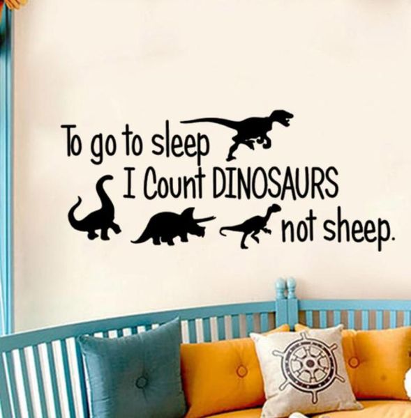 Adesivos de parede para dormir eu conto dinossauros não ovelhas adesivo para quarto infantil decoração arte decalques papel de parede decoração de casa 2227753