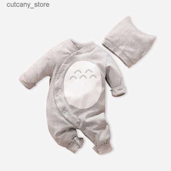 Overalls Neugeborenes kleines Baby Mädchen Jungen Kleidung Niedliches Tier Totoro Kostüm Bebes Neugeborene Strampler Twin Infant Kleidung Overall Hut Set L240307