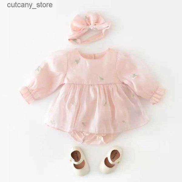 Tute Tute per neonati Bambini Primavera Estate Fiore Principessa Pagliaccetti Bambina Boutique Tuta Bambini Abbigliamento casual L240307