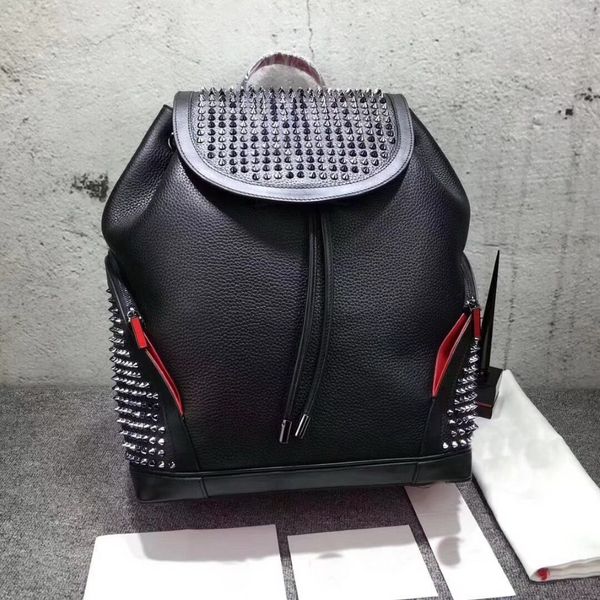 Novo topo das mulheres dos homens de couro genuíno mochila escolar topo marca sacos pele cordeiro com cristal cor preta bolsas esporte backpac266i