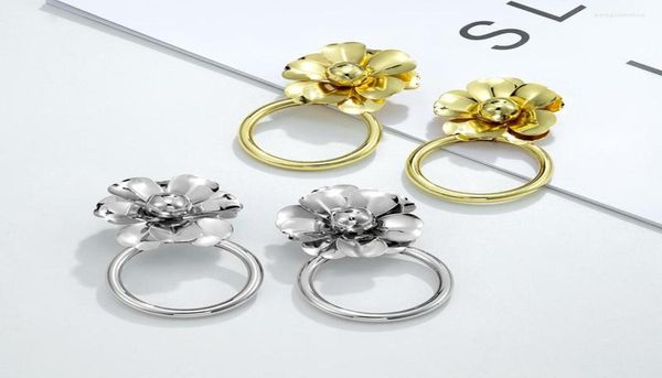 Creolen, modisch, 24 Karat vergoldet, Ohrring-Designs, floraler Ohrstecker, kleiner ovaler Schmuck, Zubehör 1249254