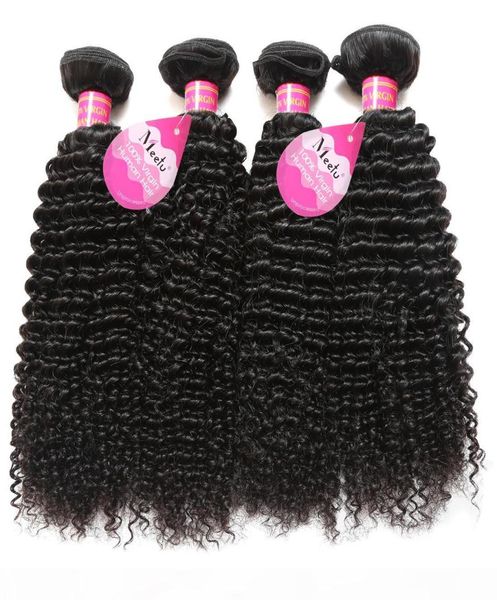 Capelli malesi peruviani brasiliani Capelli ricci naturali ricci umani Jerry Tesse 4 pacchi Estensioni dei capelli vergini non trasformati per Blac8224425