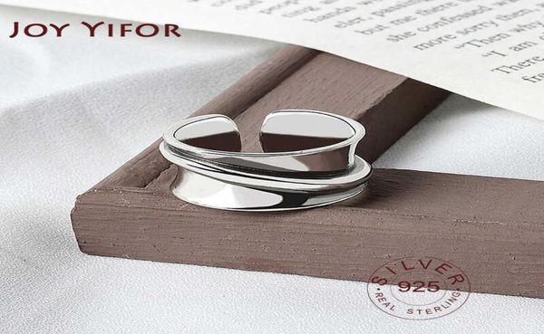 925 anéis de prata esterlina para mulheres ampla suave redondo simples minimalista aberto ajustável anéis de dedo moda banda feminina bijoux q07108259