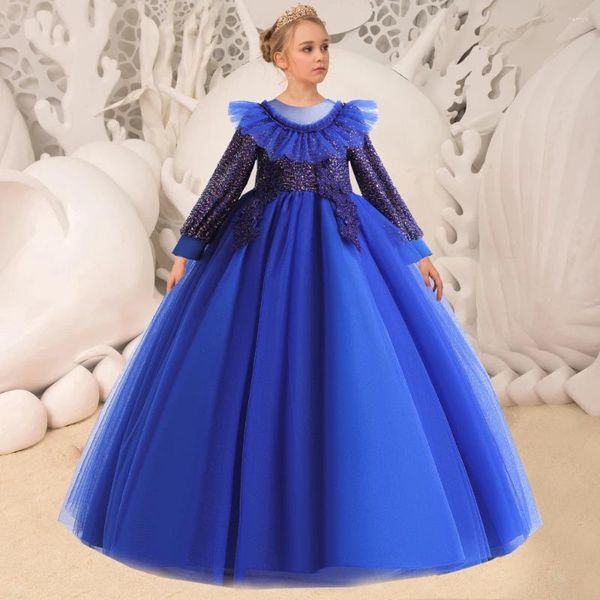 Mädchen Kleider Winter Langarm Rot Weihnachten Kleid Für Mädchen Abend Party Elegante Pailletten Kinder Geburtstag Prinzessin Kostüm