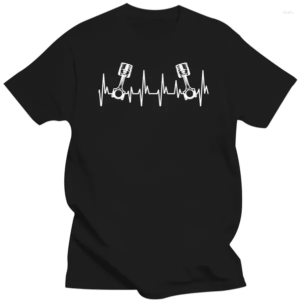 Erkek Tişörtleri Pistonlar Kalp Atışı T-Shirt Mekanik Hediye Araba Mekaniği Tee Shirt Üstleri Tees Grafik Pamuk Aile Gündelik Erkekler