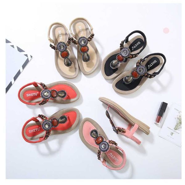 Продам летние сандалии, женские сандалии в этническом стиле, женские туристические пляжные туфли на плоской подошве в богемном стиле с бисером 240228