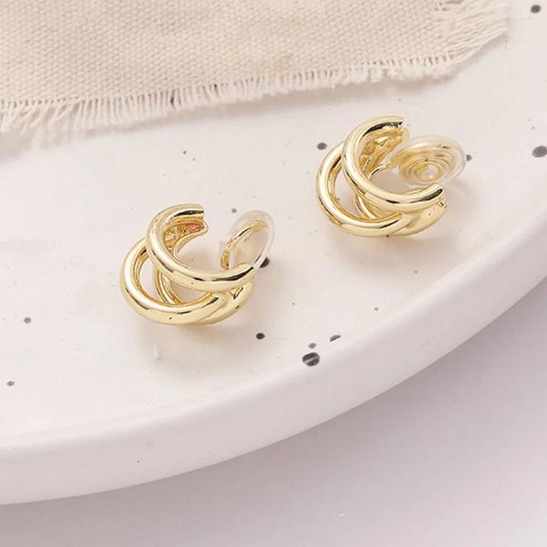 Orecchini posteriori Clip geometrica semplice color oro senza piercing Gioielli orecchio punk vintage per donne Regalo di moda con polsini in metallo