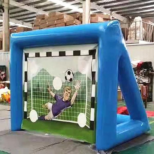 atacado 4x2.5x2.5mH (13.2x8.2x8.2ft) com 6 bolas Comercial 0.55mm Lona de PVC Inflável Portão de Futebol Chute de Futebol Jogo de Tiro Tiroteio de Penalidades Para Venda