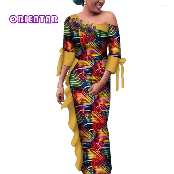 Abbigliamento etnico Abiti africani per le donne Elegante abito da sera in cotone con stampa Sexy aderente festa lunga WY4287