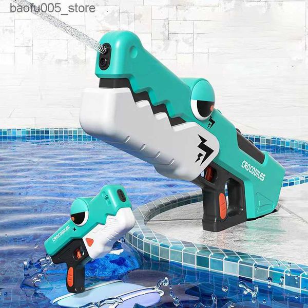 Sandspiel Wasserspaß Pistolenspielzeug Automatische elektrische Wasserpistole Induktion Wasserabsorbierende High-Tech-Burst-Wasserpistole Strand Outdoor Wasserkampfspielzeug Geschenke 230703 Q240307