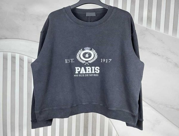 PARIS COLLEGE OVERSIZED EST 1917 Carta Impressa Moletons Mulheres Homens Lavados Preto Algodão Hoodies Moda Hip Hop Highstreet FZWY07697249