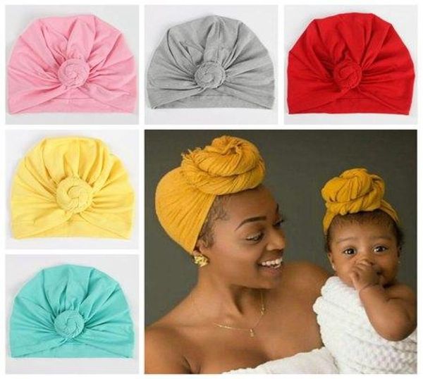 Mãe e filha turbante feminino bebê meninas verão outono inverno chapéus todo infantil algodão nó gorros chapéu crianças bo9672603