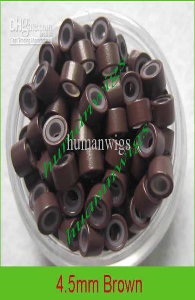 45mm Silikon Mikro Halka Bağlantıları Saç Uzantısı Uzatma Araçları Brown5000 PCS Mix Color2722468