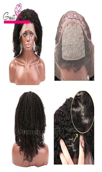 Base de seda brasileira peruca cheia do laço cabelo humano perucas dianteiras do laço com cabelo do bebê parte superior de seda encaracolado afro kinky peruca do laço greatremy9911038