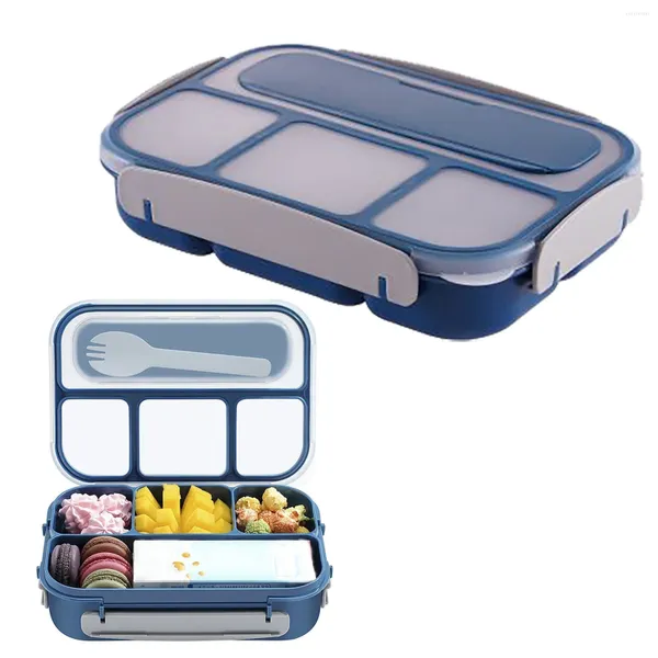 Garrafas de armazenamento 1300ml Bento Lunch Box 4 compartimentos selados à prova de vazamento recipiente de comida portátil para crianças