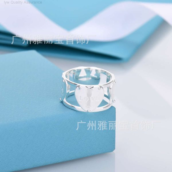 Дизайнерское кольцо Tiffanyco High Version t Кольцо в форме сердца для женщин Family Love с толстым посеребренным покрытием из белой меди Персонализированная мода Универсальное кольцо Ins Simple Love R