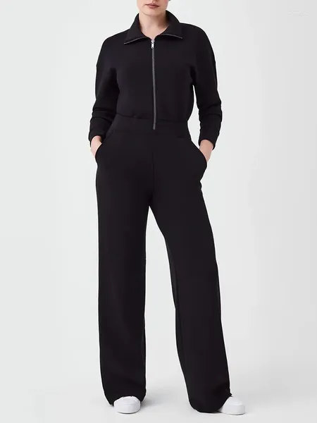Calças femininas de duas peças macacão feminino moda streetwear jump ternos 2024 outono inverno roupas casuais jogger playsuits sólido
