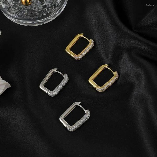 Hoop Ohrringe Einfache Trendy Vintage Geometrische Luxus Party Schmuck Frauen Quadrat Koreanischen Stil Zirkon Ohr Stud