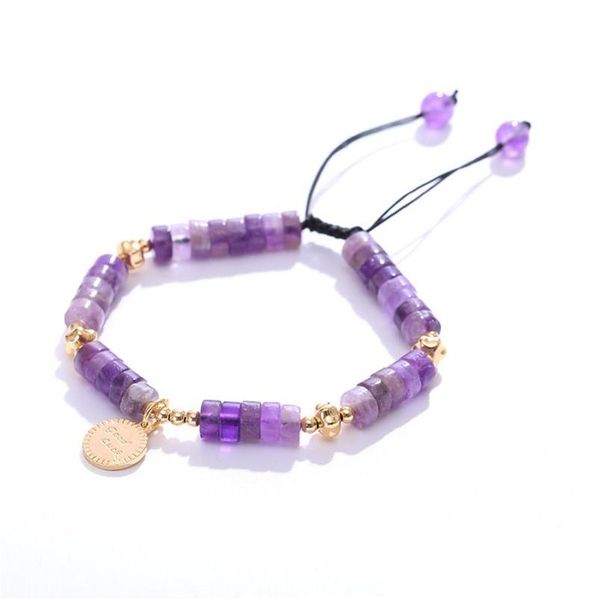 Braccialetti con ciondoli Pietra naturale Acquamarina Ametista Bracciale con perline Braccialetti con perline regolabili fatti a mano Gioielli per le donne Regalo Dr Dh8Se