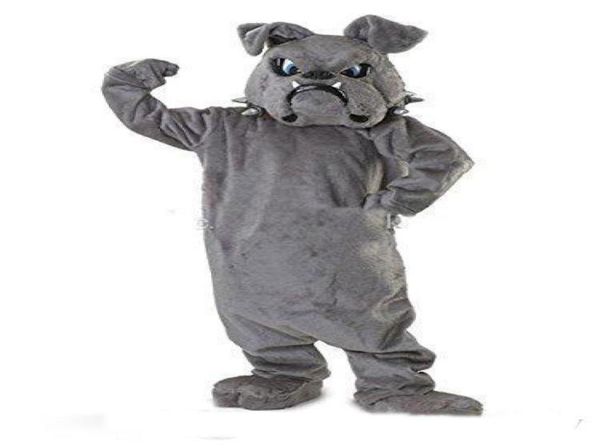 2019 fabrikneues cooles Bulldoggen-Maskottchen-Kostüm, graues Schultier-Team, Cheerleading, komplettes Outfit für Erwachsene, Größe 2316872