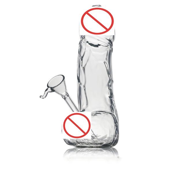 20 cm Il tubo dell'acqua del pene maschile Bong in vetro di alta qualità con spazio inferiore per pipe da fumo Dab Rig