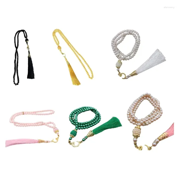 Braccialetti con ciondoli 6MM Tasbih Perline di preghiera musulmane Stile islamico 99 perle di colore Regalo del rosario di Allah Mohammed