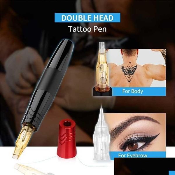 Máquina de tatuagem Tattoo Hine Cordless Kit Profissional Caneta Rotativa com Cartuchos Agulhas Conjunto de Maquiagem Permanente 220926 Drop Delivery Curar Dhq3D