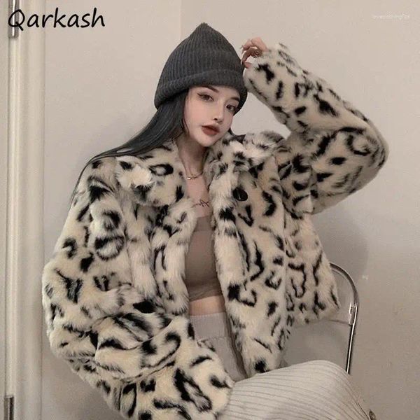 Jaquetas femininas leopardo mulheres casacos fofo veludo vintage grosso outono inverno chique manga longa ulzzang harajuku solto streetwear feminino