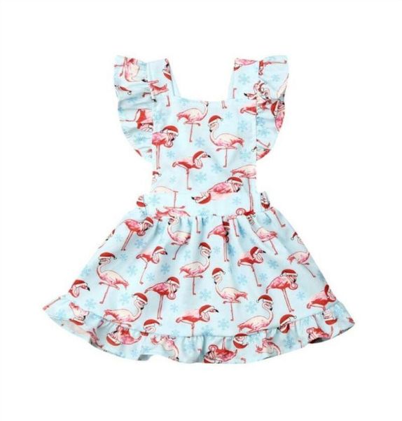Girl039s vestidos menina vestido 2022 criança nascido bebê sem mangas flamingo impressão natal conjuntogirl039s5167463