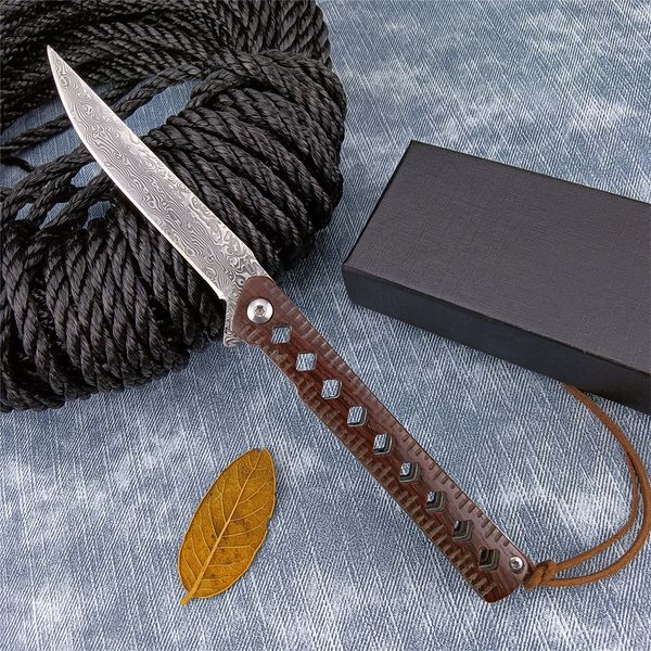 Тактический складной нож 8CR13MOV/дамасское лезвие с деревянной ручкой, открытый спасательный инструмент, нож для охоты, кемпинга, выживания EDC