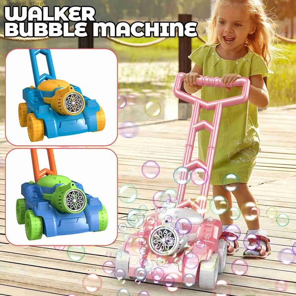 Giochi con la sabbia Divertimento in acqua Macchina automatica per bolle di sapone Passeggino Walker Giocattoli per bambini Creatore di bolle elettriche Giocattoli estivi all'aperto Regalo per bambini L240307