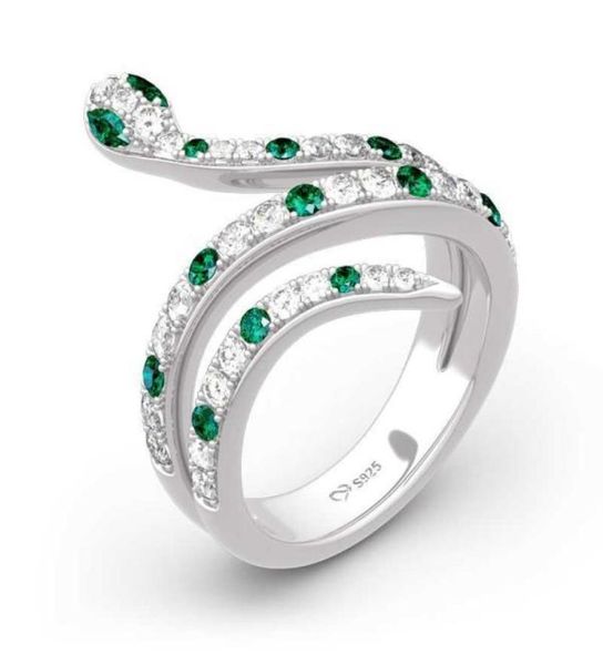 1 шт. Новая мода заполнить белый зеленый водяная дрель милая змея цинковый сплав посеребренные крутые кольца для женщин ювелирные изделия с животными Q07084976253