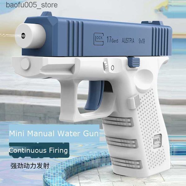 Sandspiel-Wasserspaß-Pistolenspielzeug Mini-manuelle Wasserpistole Glock M1911 Sommerschwimmen Wasserspielspielzeug Kontinuierliches Schießen Outdoor-Spaß 230703 Q240307