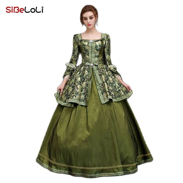 Abito Abito reale Abito da principessa verde Costume da principessa di moda natalizia Abbigliamento in maschera Abito da festa Abito da regina Elisabetta